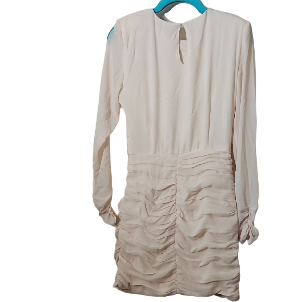 Zara Elegant Cream Long Sleeve Dress - Picture 4 of 4